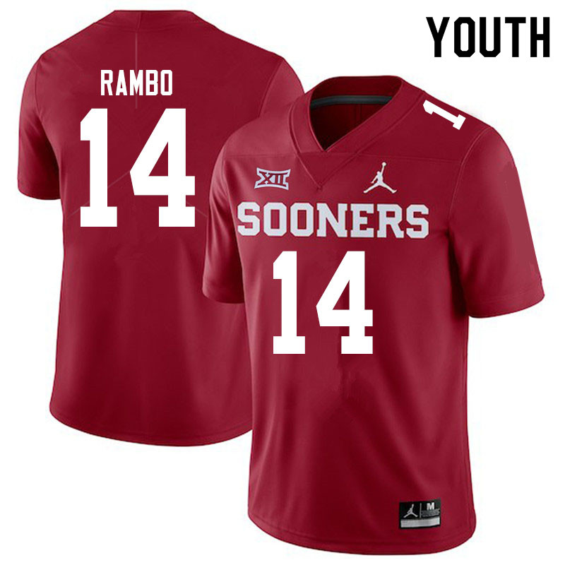 Youth #14 Charleston Rambo Oklahoma Sooners Jordan Brand College Football Jerseys Sale-Crimson
